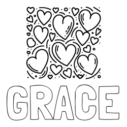 Online Created Coloring Page - GRACE Coloring Page and Free Printable Coloring Page of Hearts