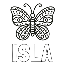 ISLA Coloring Page and Butterfly Coloring Page (Simple)