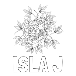 Online Created Coloring Page - ISLA J Coloring Page and Rose Mandala Coloring Page
