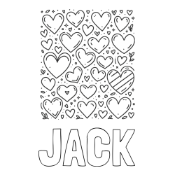 Online Created Coloring Page - JACK Coloring Page and Children's Coloring Page of Many Hearts
