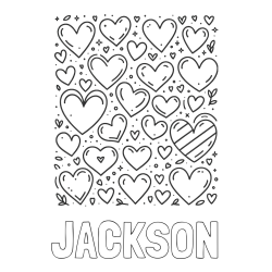 Online Created Coloring Page - JACKSON Coloring Page and Children's Coloring Page of Many Hearts
