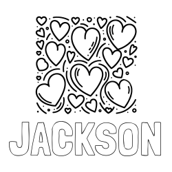 Online Created Coloring Page - JACKSON Coloring Page and Free Printable Coloring Page of Hearts