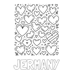 JERMANY Coloring Page and Children's Coloring Page of Many Hearts