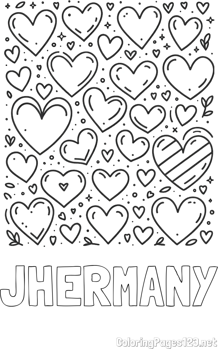 JHERMANY Coloring Page and Children's Coloring Page of Many Hearts