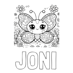 JONI Coloring Page and Cute Butterfly Coloring Page