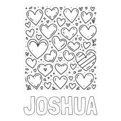 Online Created Coloring Page - JOSHUA Coloring Page and Children's Coloring Page of Many Hearts