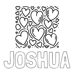 Online Created Coloring Page - JOSHUA Coloring Page and Free Printable Coloring Page of Hearts
