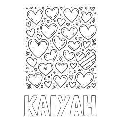 KAIYAH Coloring Page and Children's Coloring Page of Many Hearts
