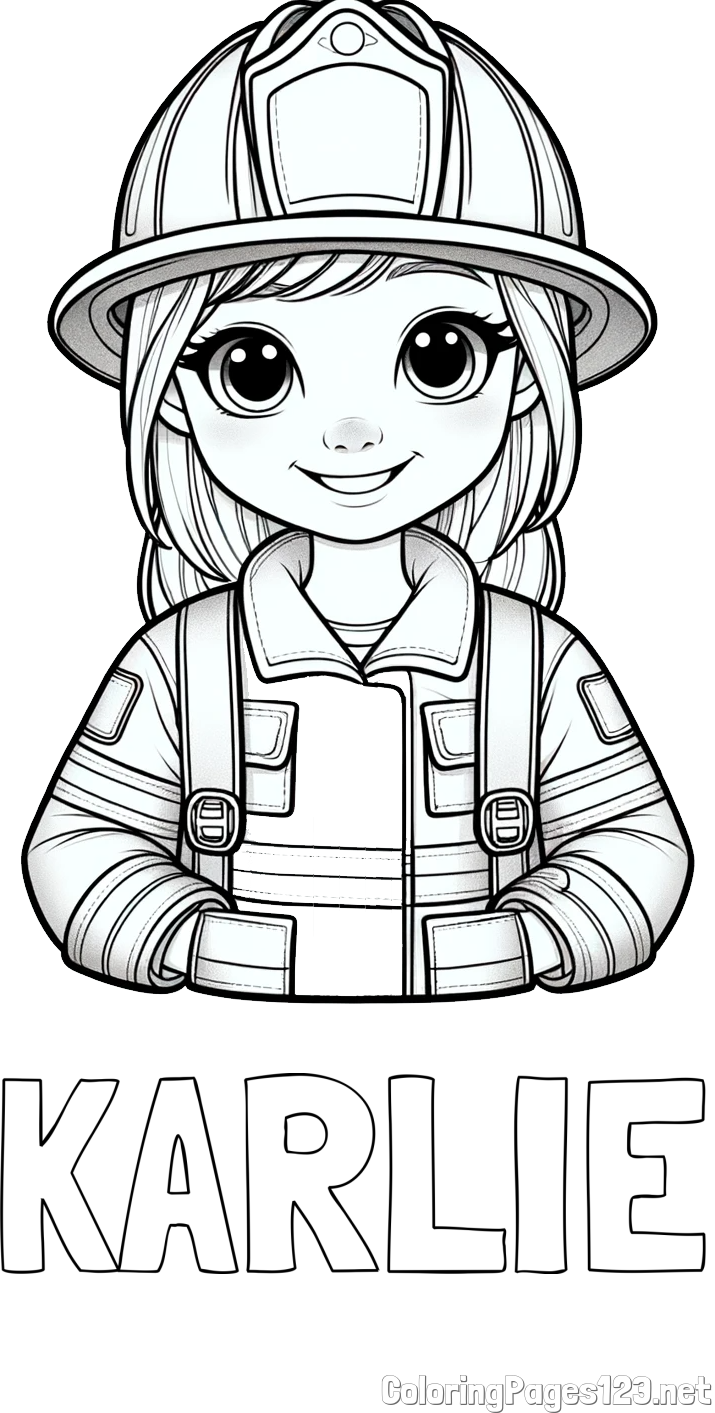 KARLIE Coloring Page and Coloring page of a cute firewoman