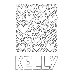 Online Created Coloring Page - KELLY Coloring Page and Children's Coloring Page of Many Hearts