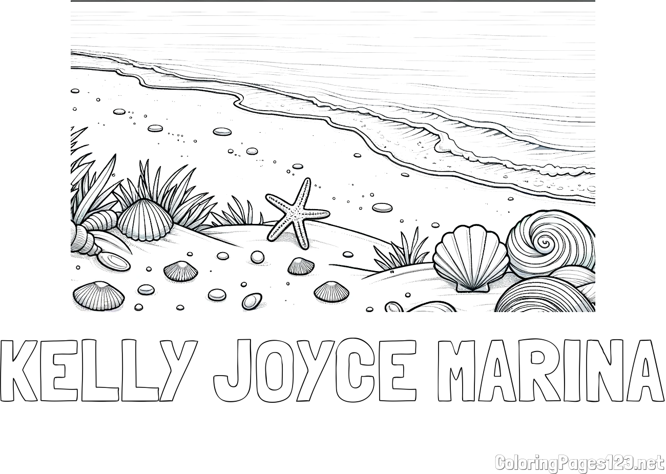 KELLY JOYCE MARINA Coloring Page and Beautiful Seashore Coloring Page