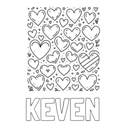 KEVEN Coloring Page and Children's Coloring Page of Many Hearts