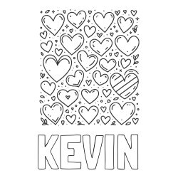 Online Created Coloring Page - KEVIN Coloring Page and Children's Coloring Page of Many Hearts