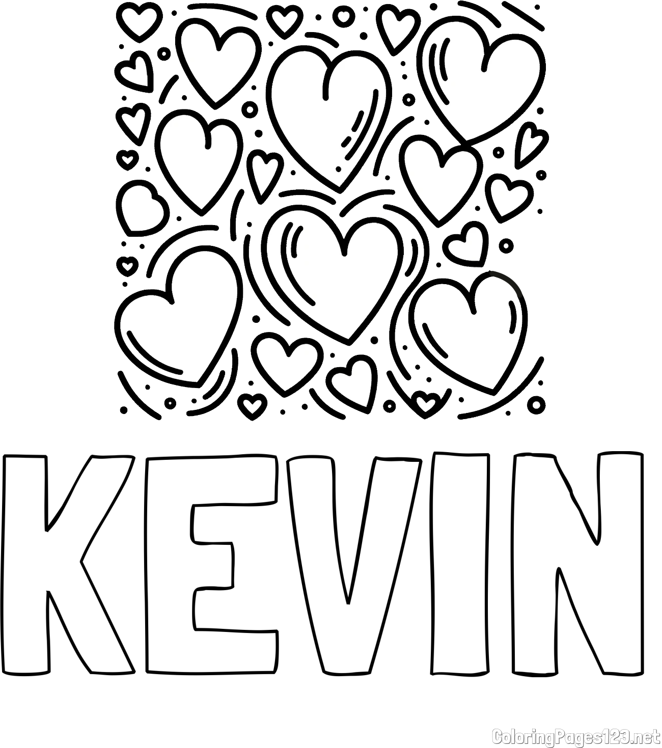 KEVIN Coloring Page and Free Printable Coloring Page of Hearts