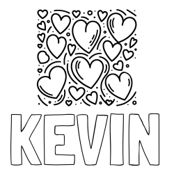 Online Created Coloring Page - KEVIN Coloring Page and Free Printable Coloring Page of Hearts
