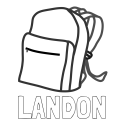 Online Created Coloring Page - LANDON Coloring Page and School Backpack Coloring Page