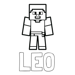 Online Created Coloring Page - LEO Coloring Page and Minecraft Steve Coloring Page
