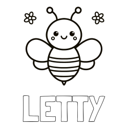 Online Created Coloring Page - LETTY Coloring Page and Children's Bee Coloring Page