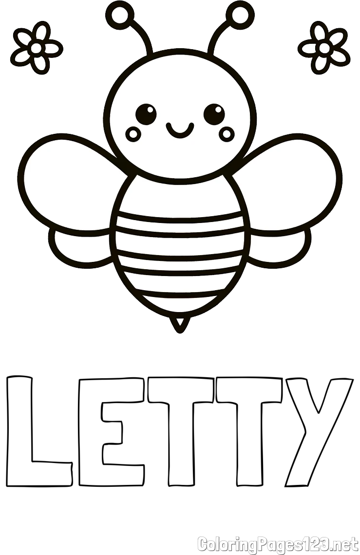 LETTY Coloring Page and Children's Bee Coloring Page