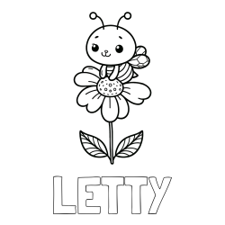 Online Created Coloring Page - LETTY Coloring Page and Coloring Page of a Cute Bee on a Flower