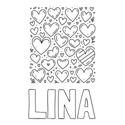 LINA Coloring Page and Children's Coloring Page of Many Hearts
