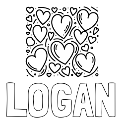 Online Created Coloring Page - LOGAN Coloring Page and Free Printable Coloring Page of Hearts