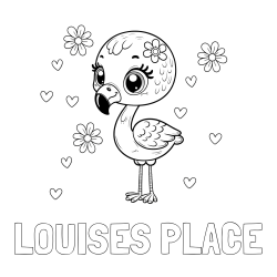 Online Created Coloring Page - LOUISES PLACE Coloring Page and Coloring Page of a Cute Flamingo with Flowers