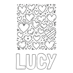 Online Created Coloring Page - LUCY Coloring Page and Children's Coloring Page of Many Hearts