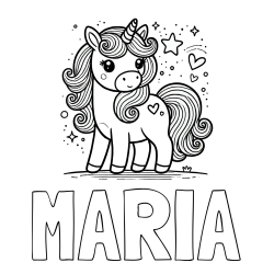 Online Created Coloring Page - MARIA Coloring Page and Cute Unicorn Coloring Page