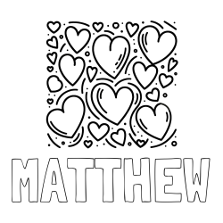 Online Created Coloring Page - MATTHEW Coloring Page and Free Printable Coloring Page of Hearts