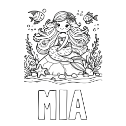 Online Created Coloring Page - MIA Coloring Page and Coloring Page of a Cute Little Mermaid
