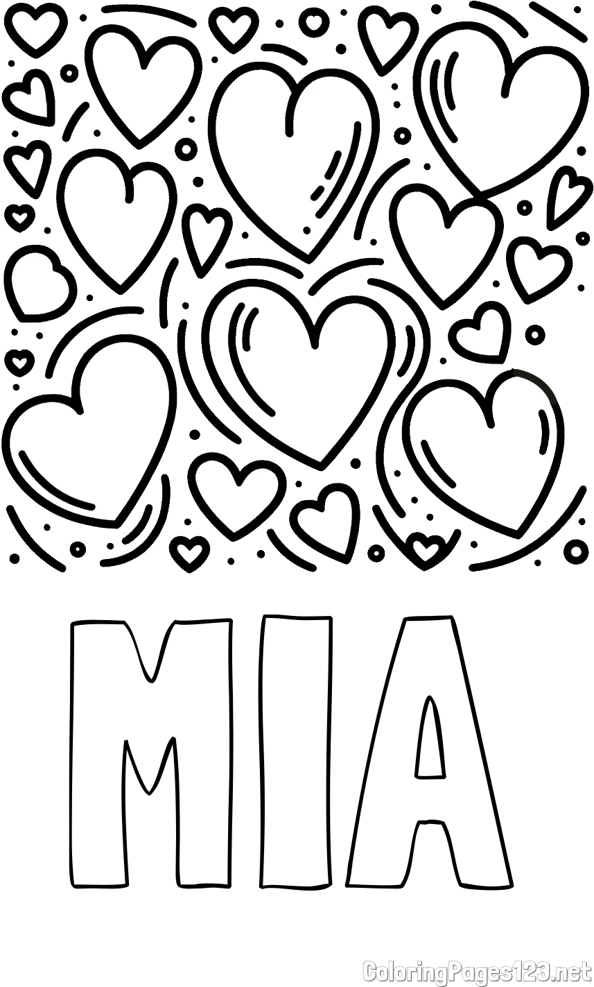 MIA Coloring Page and Free Printable Coloring Page of Hearts