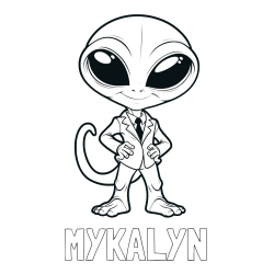 Online Created Coloring Page - MYKALYN Coloring Page and Alien Coloring Page
