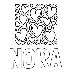 Online Created Coloring Page - NORA Coloring Page and Free Printable Coloring Page of Hearts
