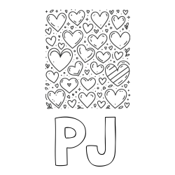 PJ Coloring Page and Children's Coloring Page of Many Hearts