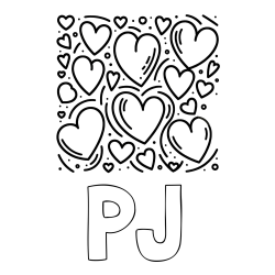 PJ Coloring Page and Free Printable Coloring Page of Hearts