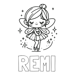 Online Created Coloring Page - REMI Coloring Page and Children's Coloring Page of a Magical Fairy