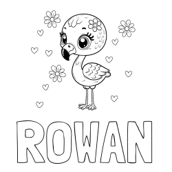 ROWAN Coloring Page and Coloring Page of a Cute Flamingo with Flowers