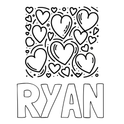 Online Created Coloring Page - RYAN Coloring Page and Free Printable Coloring Page of Hearts