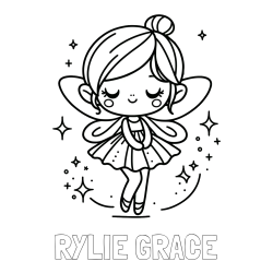 RYLIE GRACE Coloring Page and Children's Coloring Page of a Magical Fairy