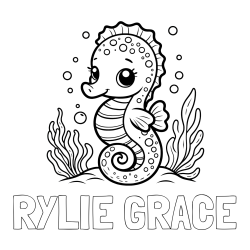 RYLIE GRACE Coloring Page and Cute Seahorse Coloring Page