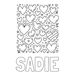 Online Created Coloring Page - SADIE Coloring Page and Children's Coloring Page of Many Hearts