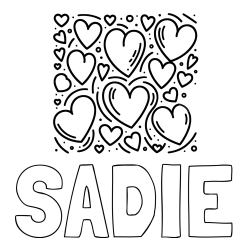 Online Created Coloring Page - SADIE Coloring Page and Free Printable Coloring Page of Hearts