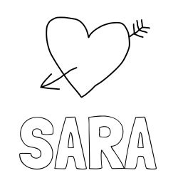 Online Created Coloring Page - SARA Coloring Page and Heart Pierced by an Arrow Coloring Page