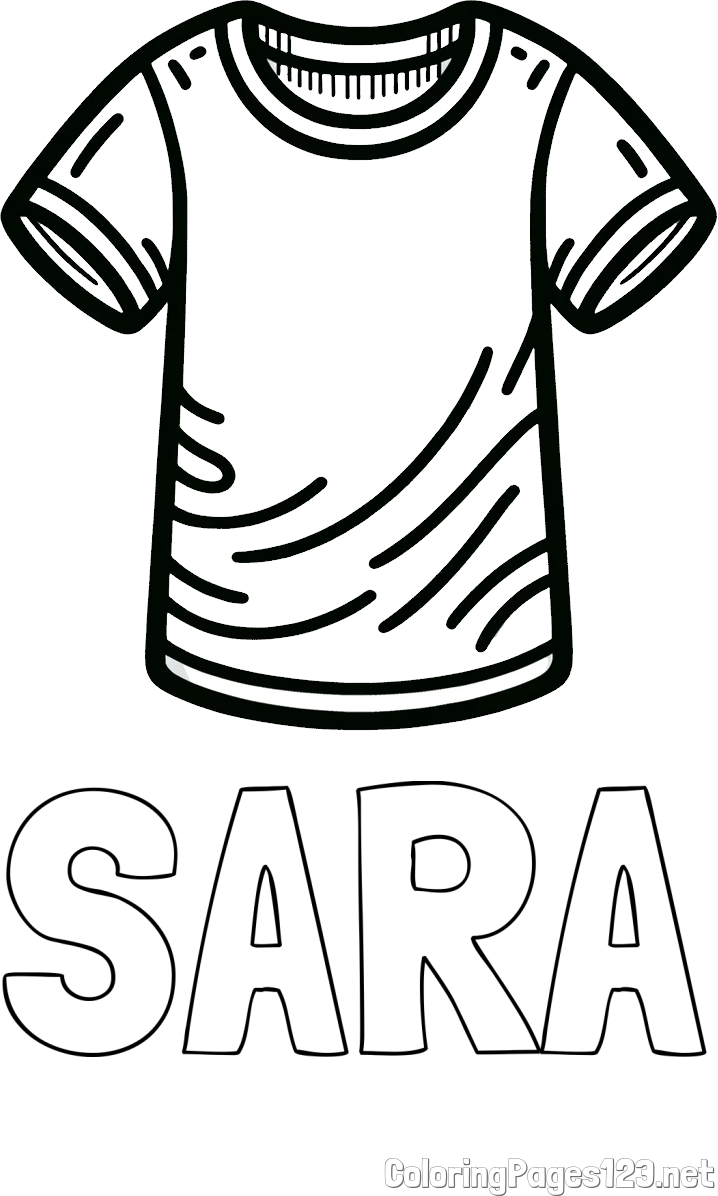 SARA Coloring Page and Kids’ T-Shirt Coloring Page