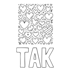 TAK Coloring Page and Children's Coloring Page of Many Hearts