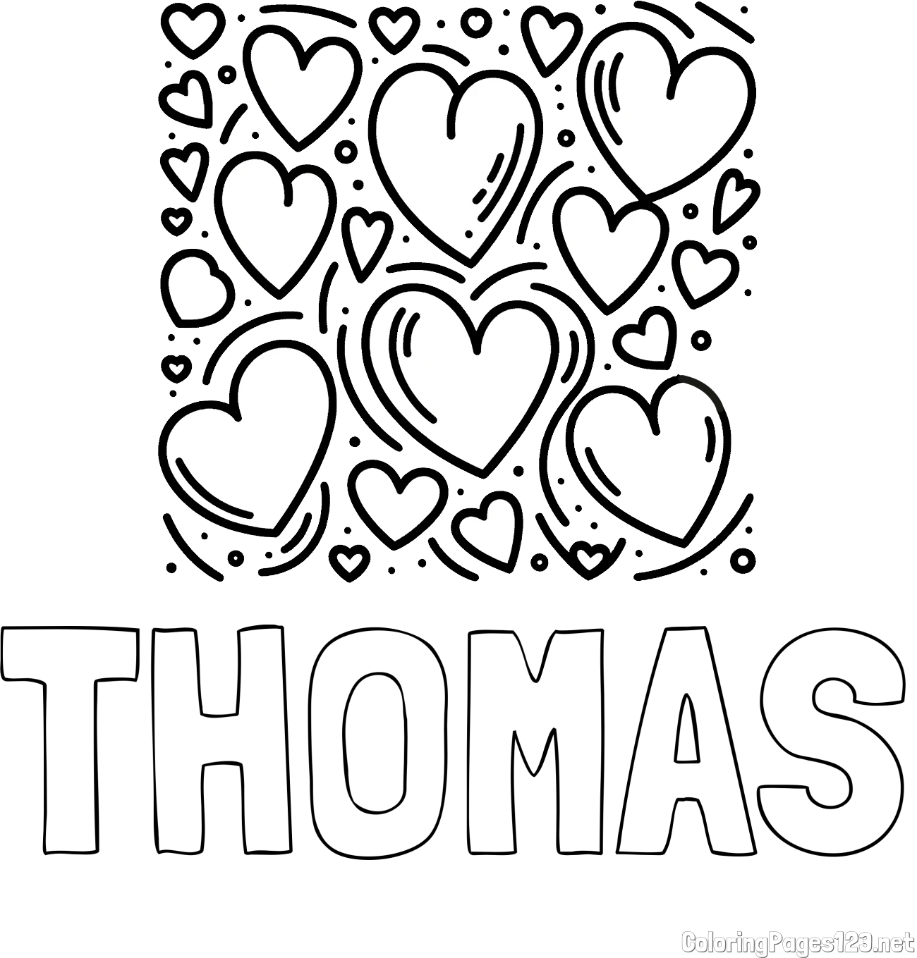 THOMAS Coloring Page and Free Printable Coloring Page of Hearts