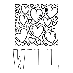 WILL Coloring Page and Free Printable Coloring Page of Hearts