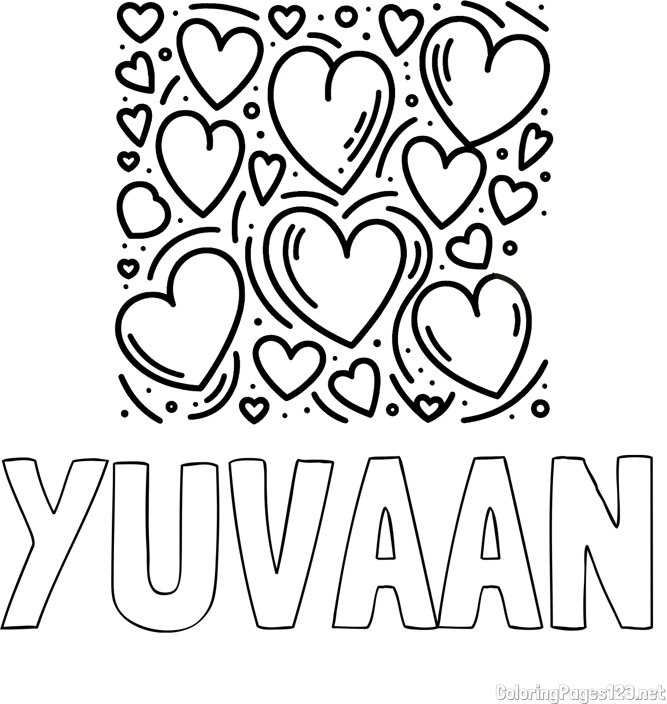 YUVAAN Coloring Page and Free Printable Coloring Page of Hearts