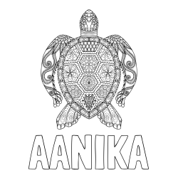AANIKA Coloring Page and Sea Turtle Mandala Coloring Page